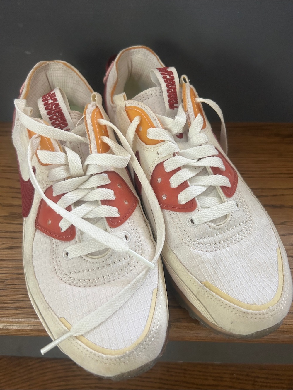 Nike Women's Terrascape White with Coral and Orange Athletic Sneakers